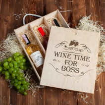 Коробка для вина на три бутылки "Wine time for boss"